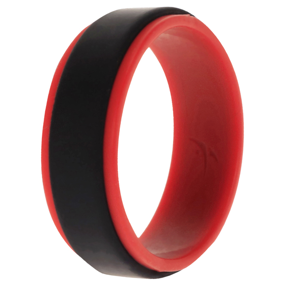 Silicone Wedding 2Layer Step Ring - Red-Black by ROQ for Men - 15 mm Ring - Picture 1 of 1